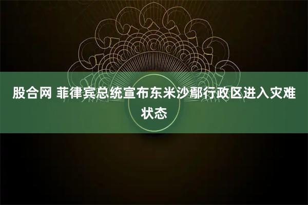 股合网 菲律宾总统宣布东米沙鄢行政区进入灾难状态